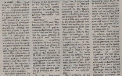 Seed Industry commercialize new traits for development of superior plant varieties to benefit farmers – Seed Industry – 25 Aug,Pg 10