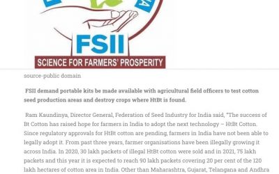 FSII express concern on the rampant sale of illegal HtBt cotton seeds in India – Agrospectrum India-APRIL 26